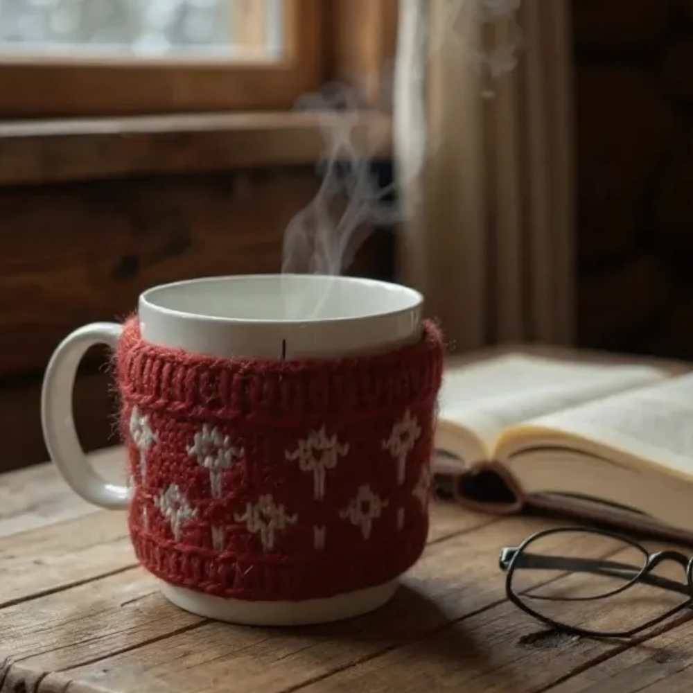 Red patterned Mug cosy