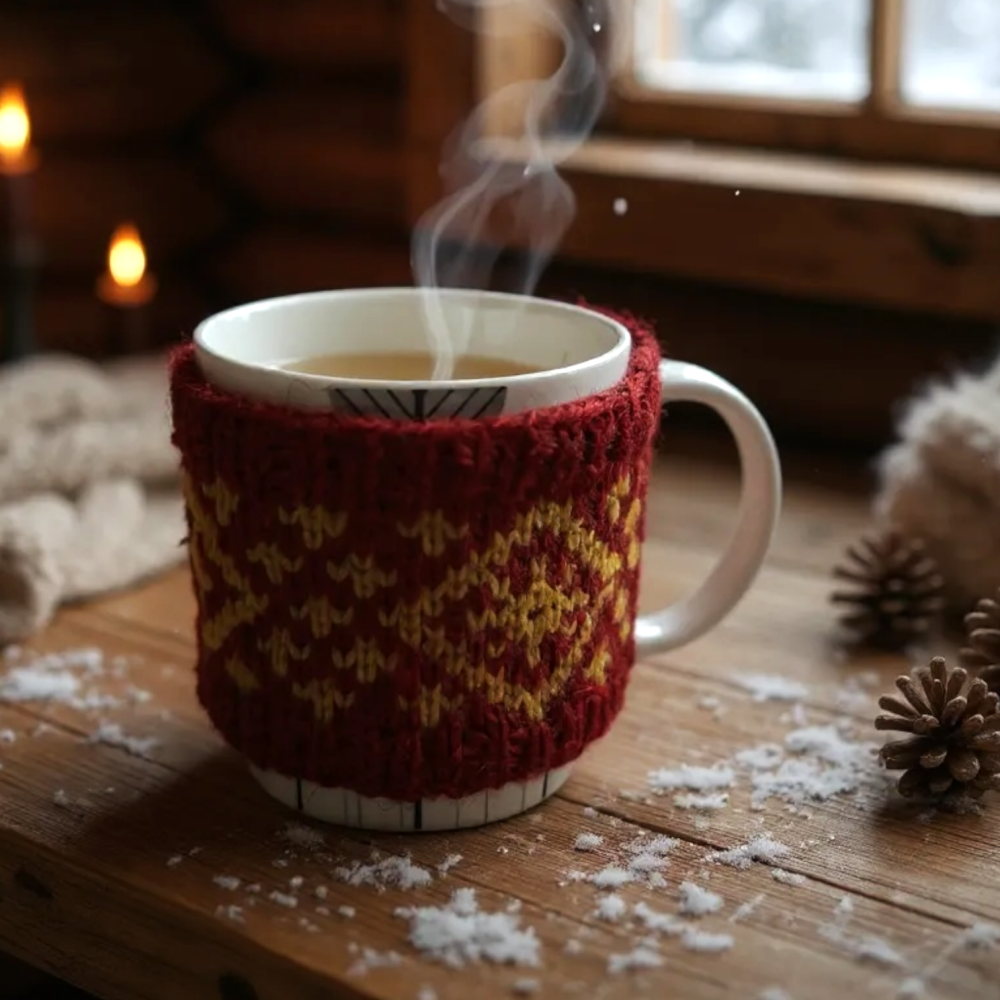 Red Large Flower Mug cosy