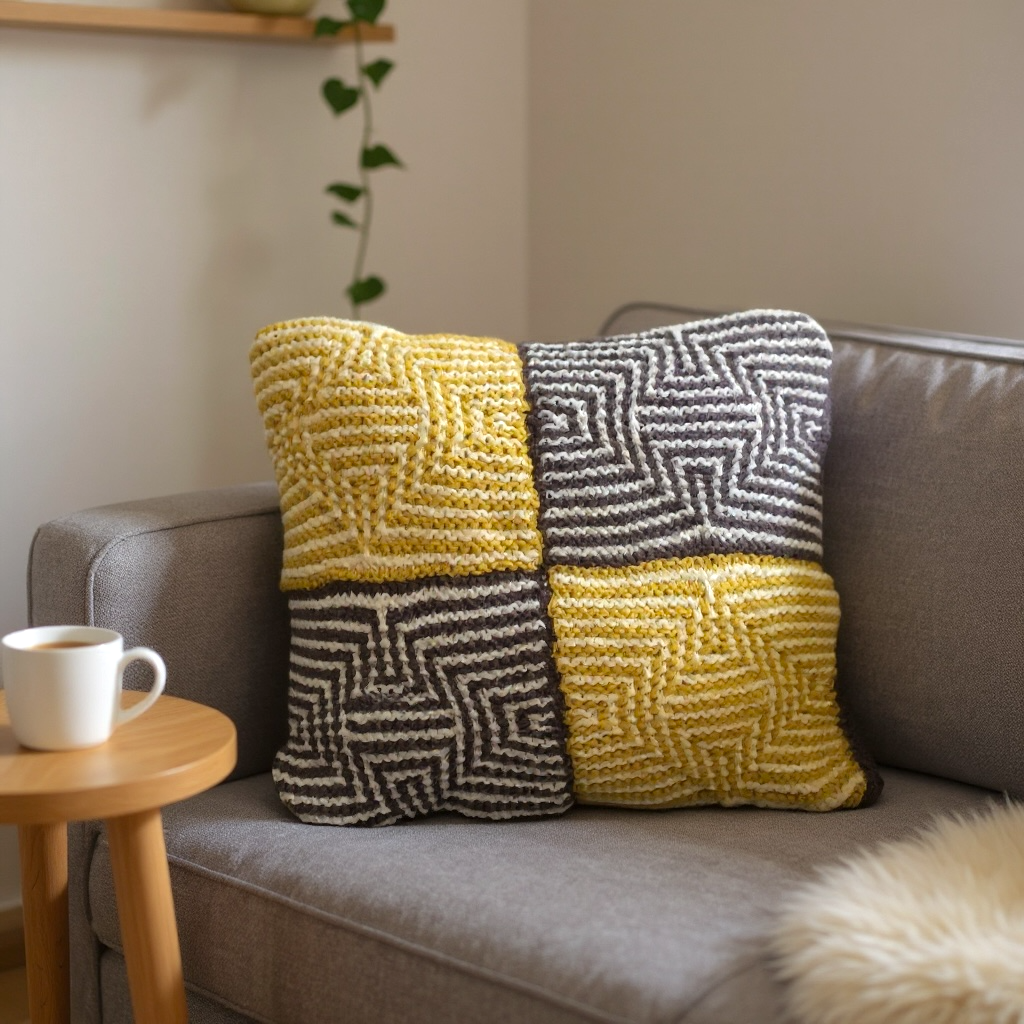 Illusion cushion knitting kit - available in 2 colourways