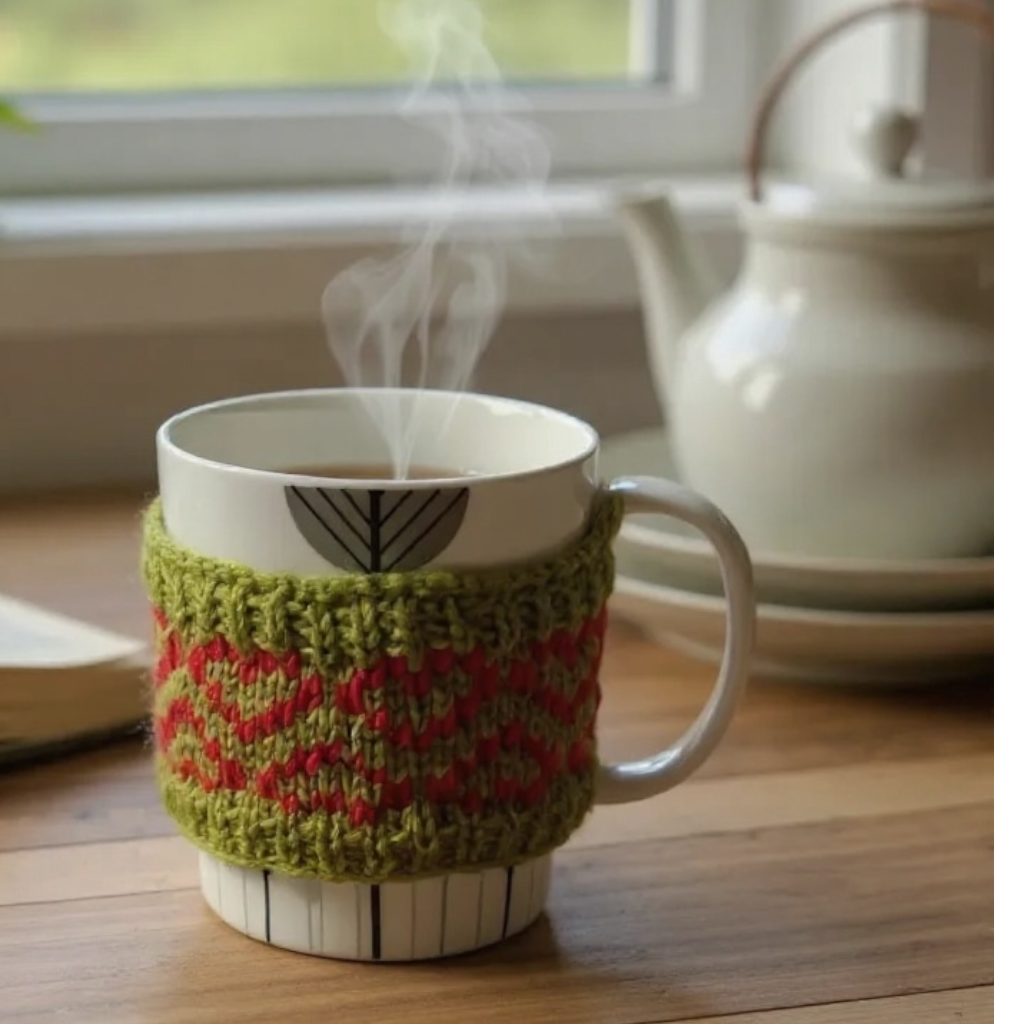 Green & Orange heart Mug cosy