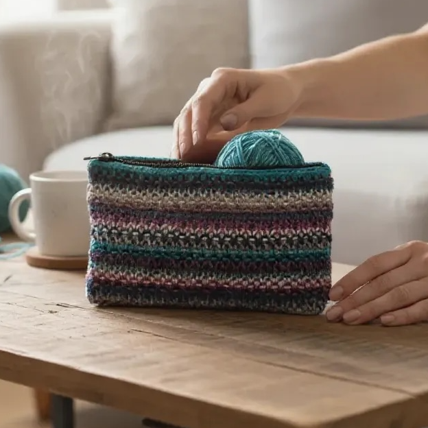 Small zipped knitting Project Bag