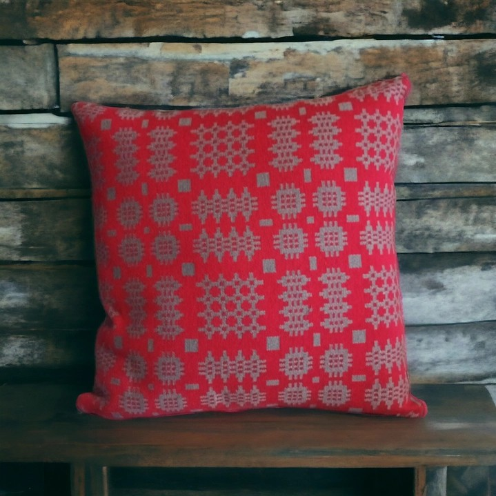 Cushion - Welsh Tapestry design in Red