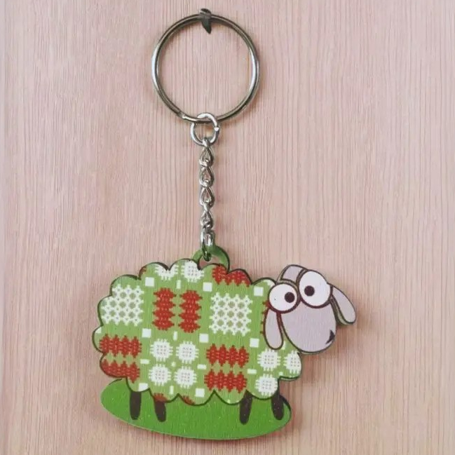 Sheep Key ring - Welsh Tapestry design in green