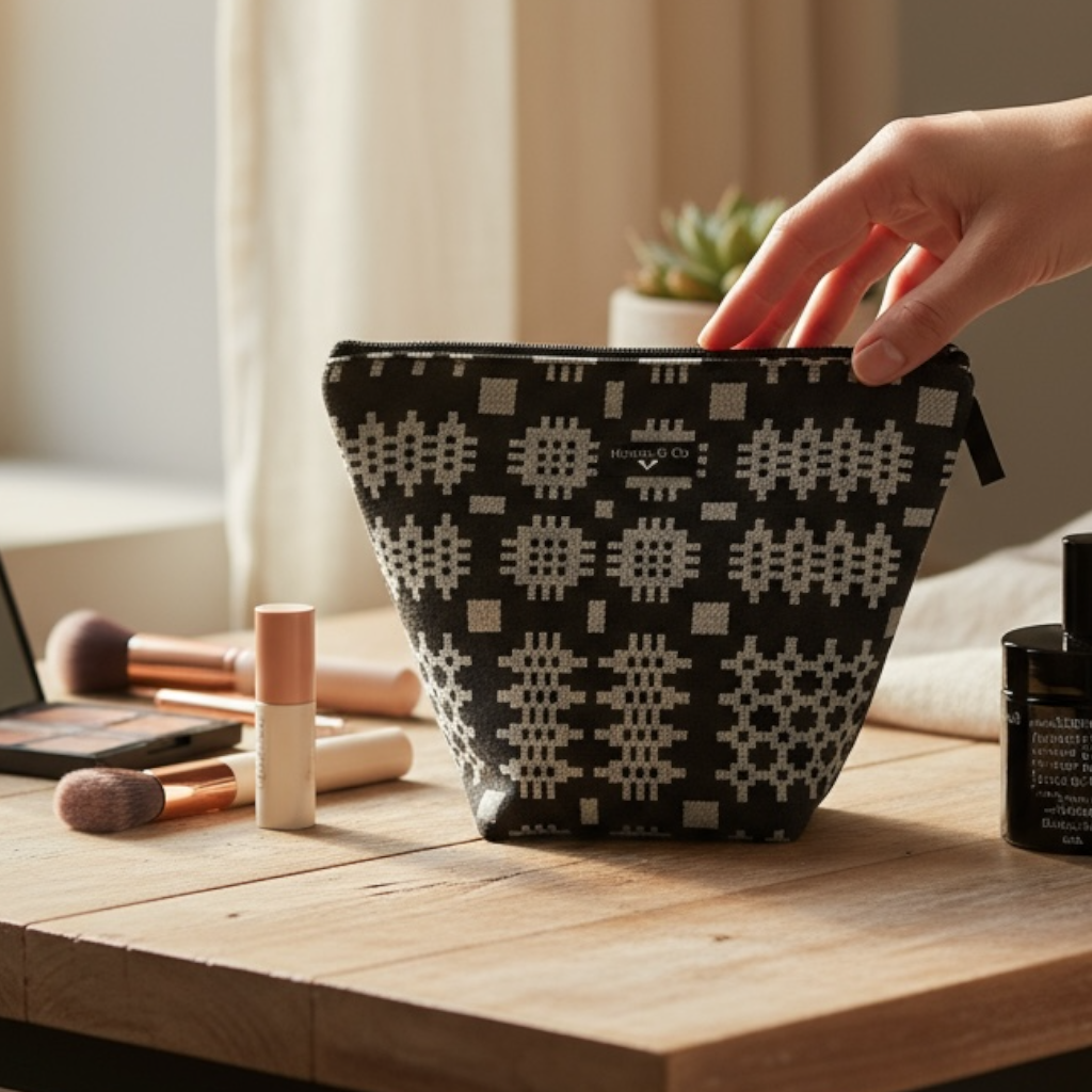 Crafty Project Bag - Welsh Tapestry design black