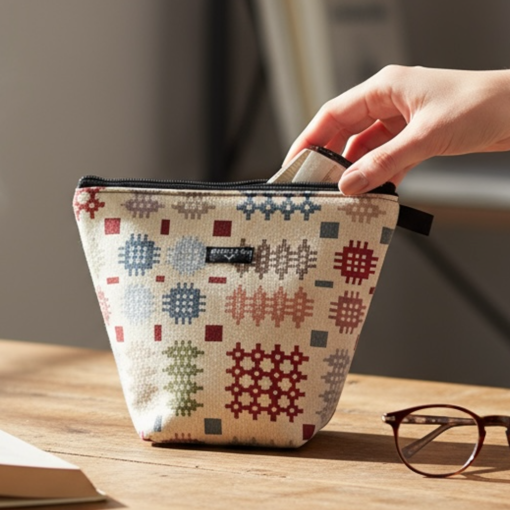 Crafty Project Bag - Welsh Tapestry design cream