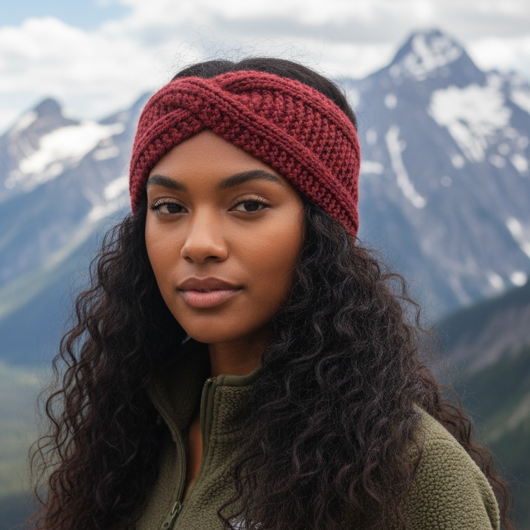 Red Chunky knit headband