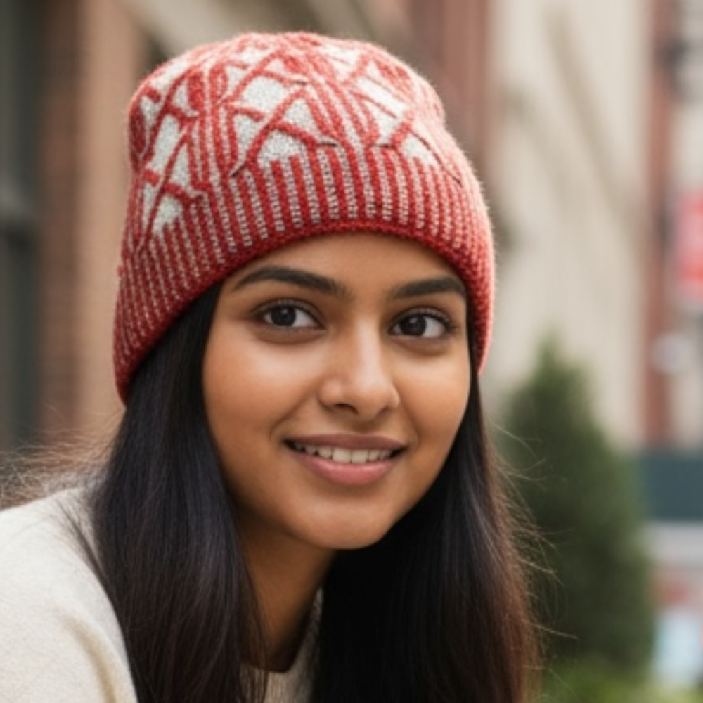 Orange / Grey Wool Beanie hat