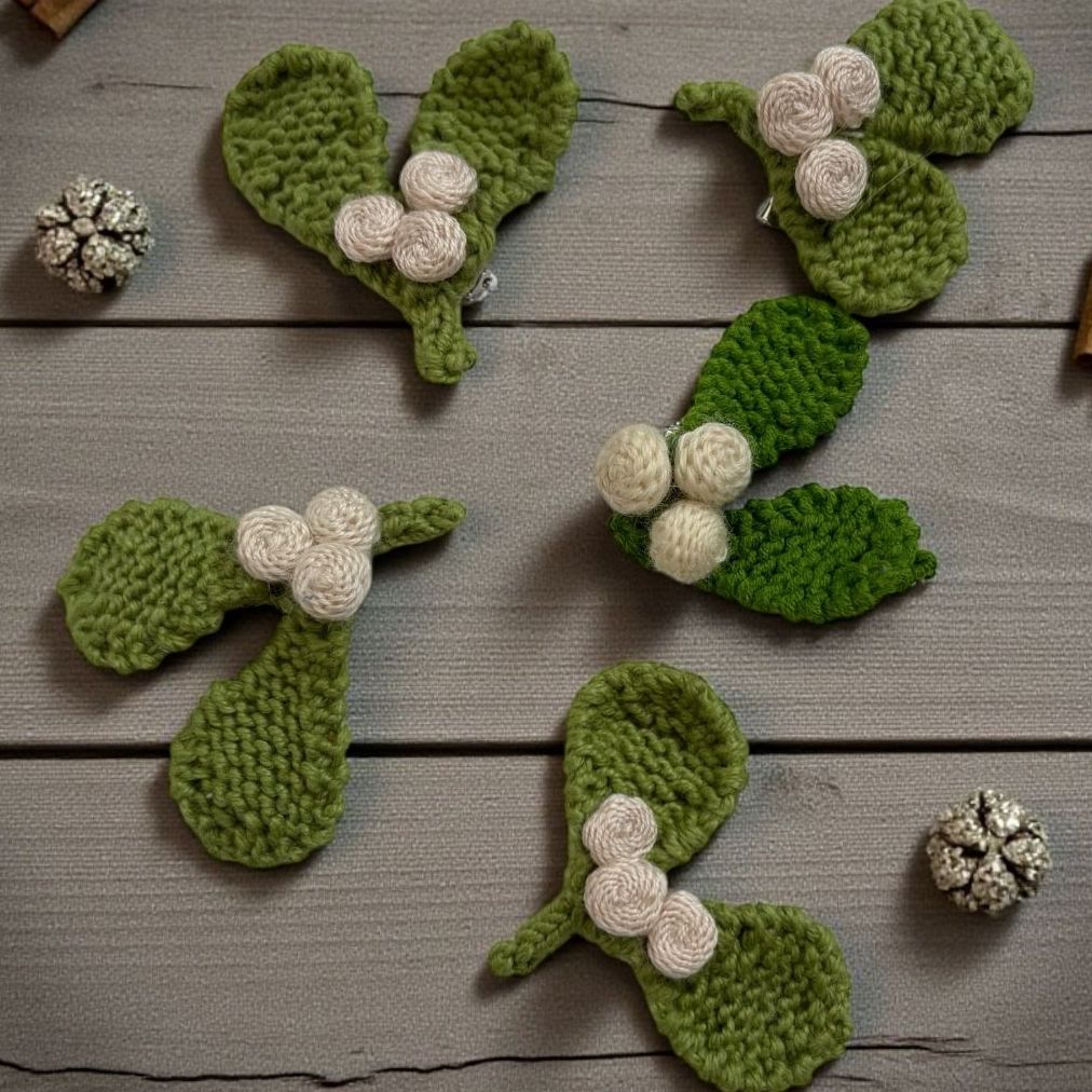 Hand-Crafted Mistletoe Brooch