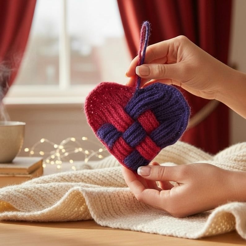 Danish Heart decoration - Red & Purple