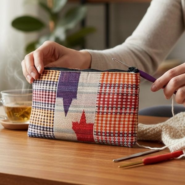 Cream/Purple/Red Kente Notions Pouch