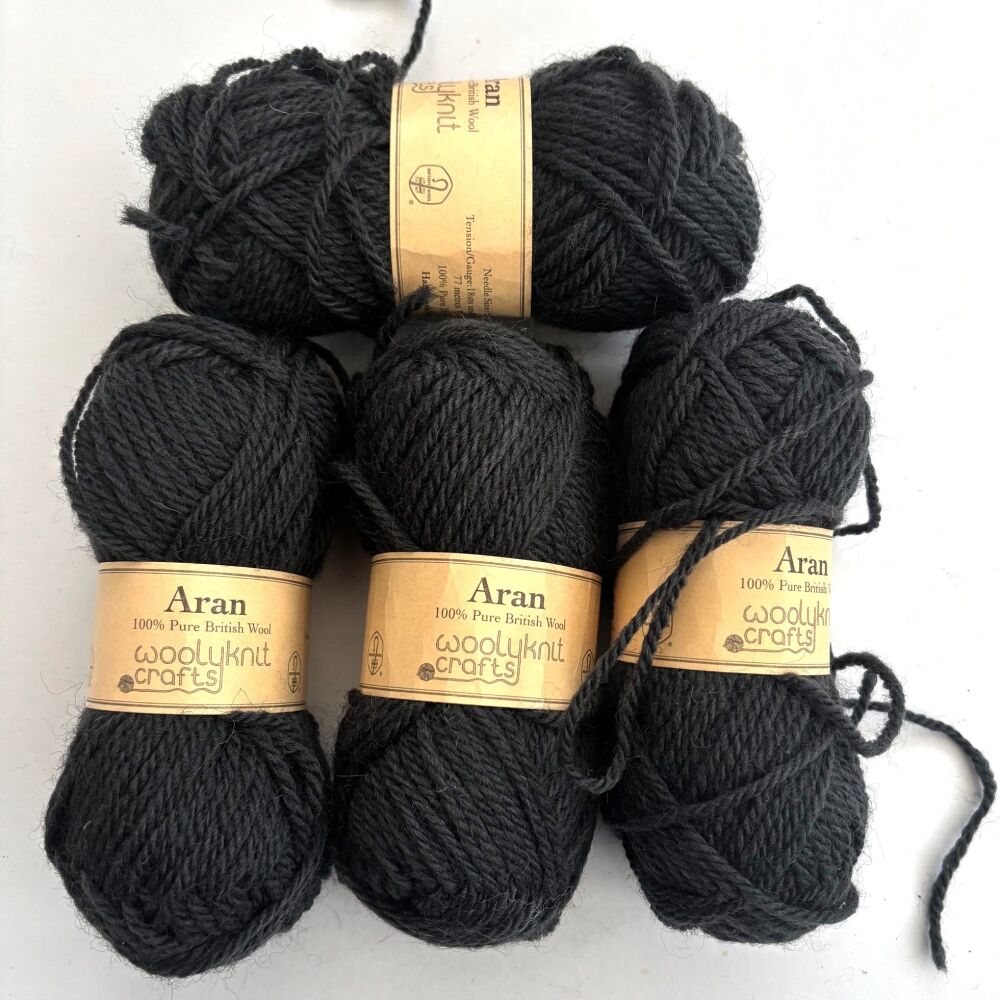 WoolyKnit Aran - 4 x 50gram balls in Pirate Grey