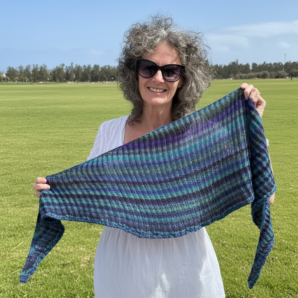 Catenary Curve Brioche Shawl knitting pattern