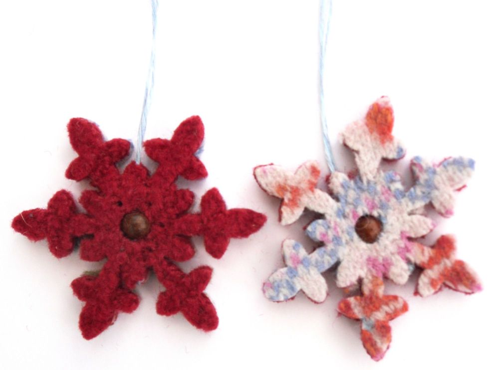 Red / Fairisle christmas snowflake ornaments