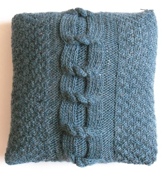 Teal cable knit cushion cover  (15