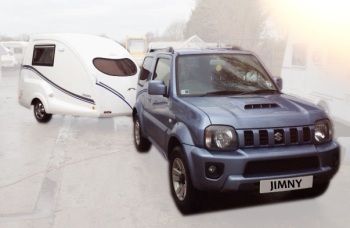 Go-Pod 2 berth small caravan with Suzuki Jimny