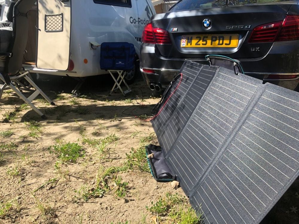 Delta Eco Flo Mini with solar panels attached