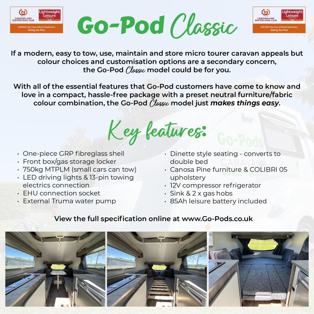 Go-Pod Classic -  Just £18,495.00 including VAT - Deposit £2,000.00, balance payable on collection
