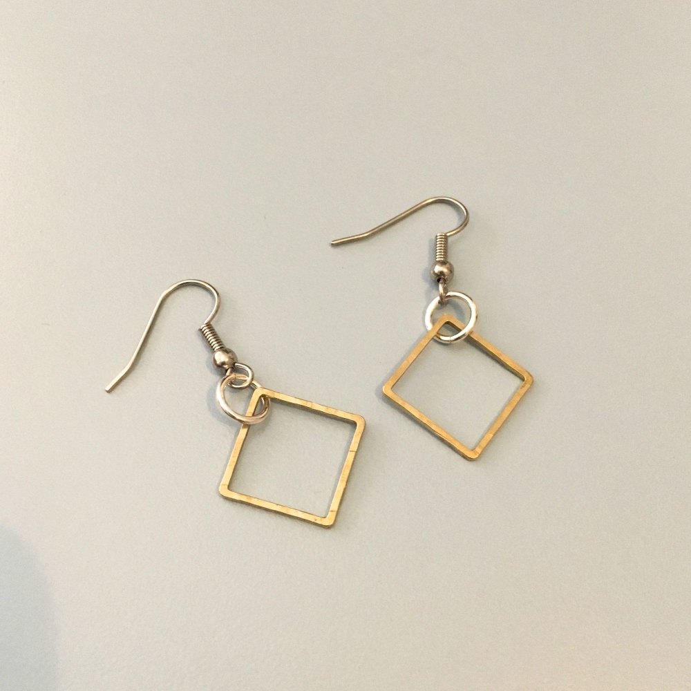 Brass Squares Earrings