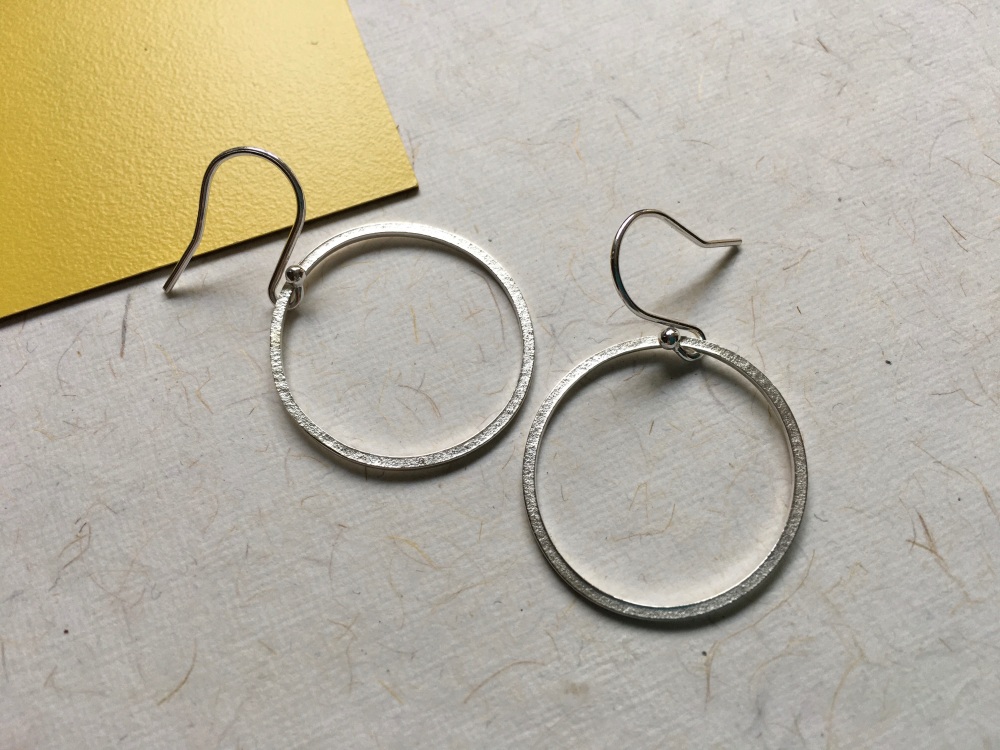 Silver 'Paper Embossed' Hoop Earrings