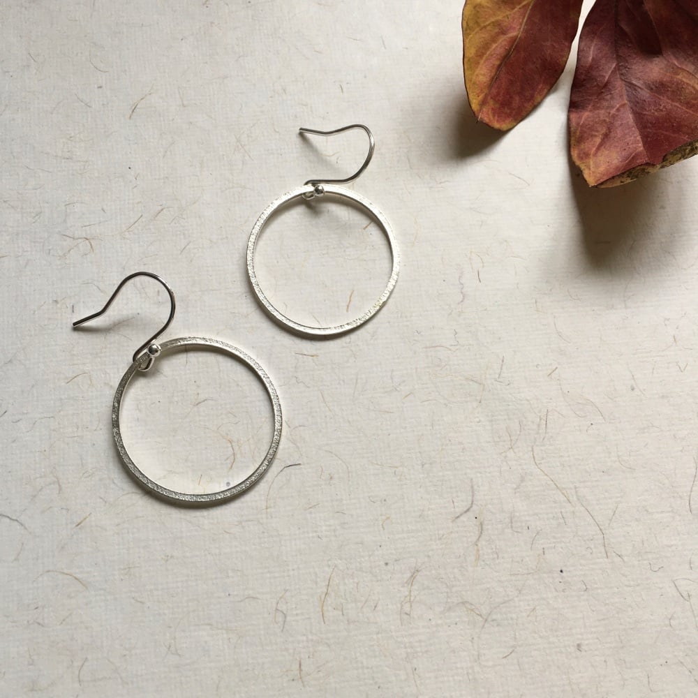 Silver 'Paper Embossed' Hoop Earrings
