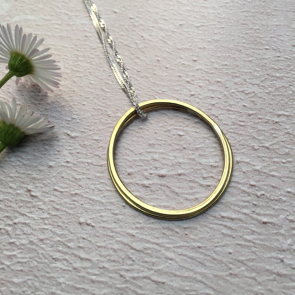 2 Ring Paper-Printed Brass Pendant