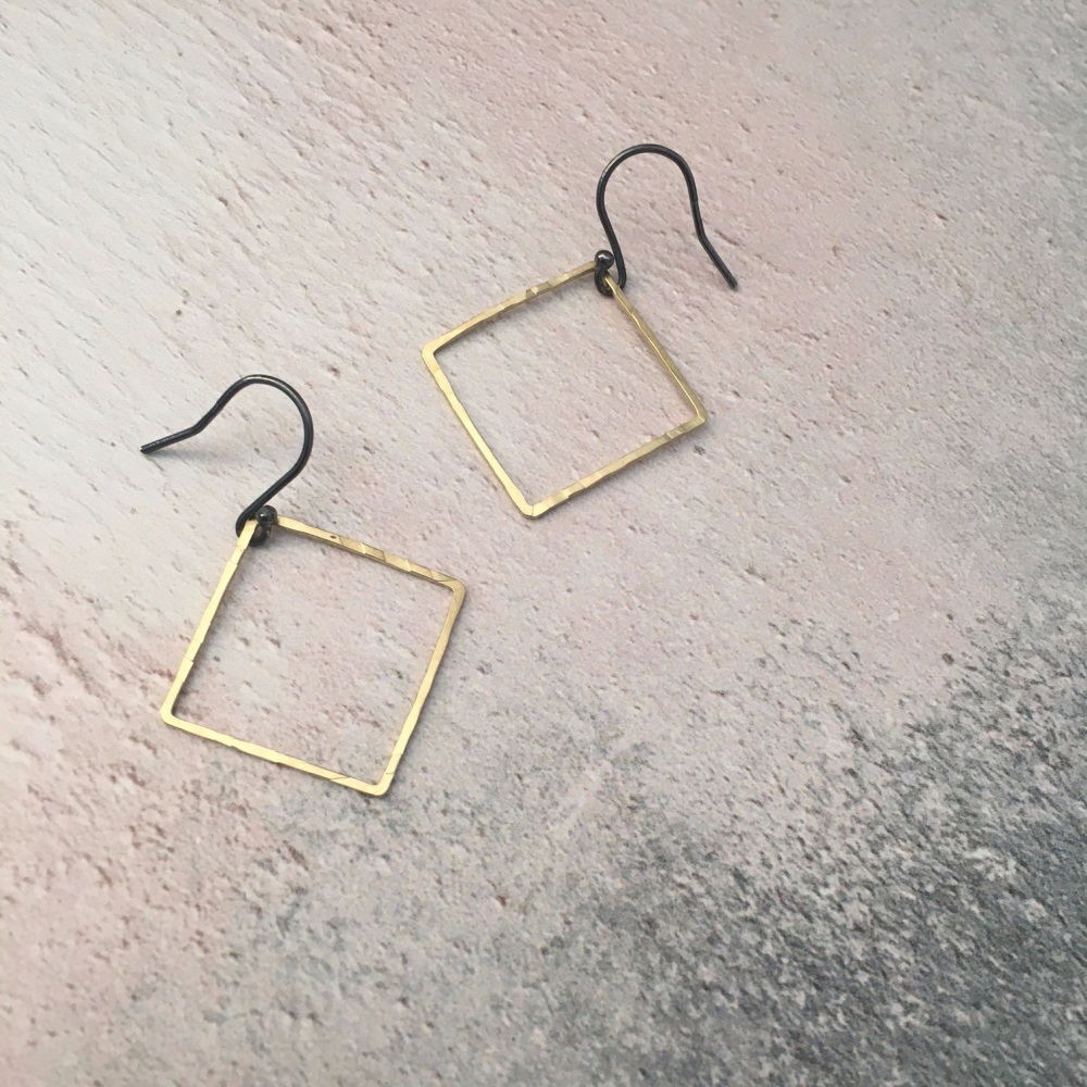 Medium Brass Square Earrings