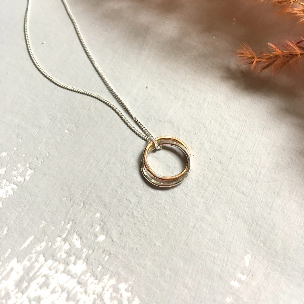 Silver & Rose Gold Mini Ring Pendant