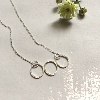 Sterling Silver Triple Ring Necklace