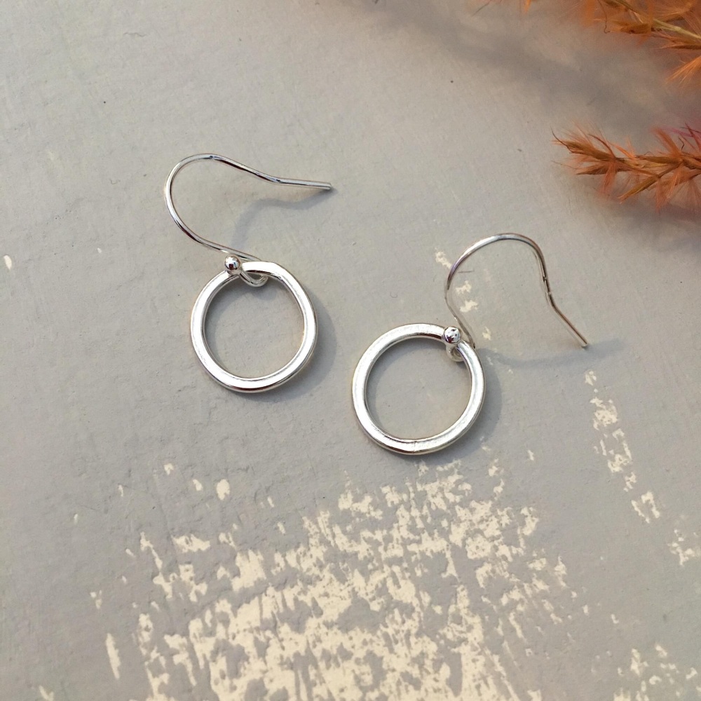 Silver 'Paper Embossed' Small Hoop Earrings
