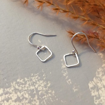 Sterling Silver Square  Earrings