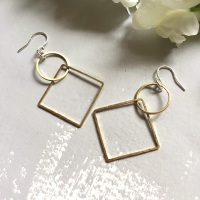Circle & Square Brass Earrings
