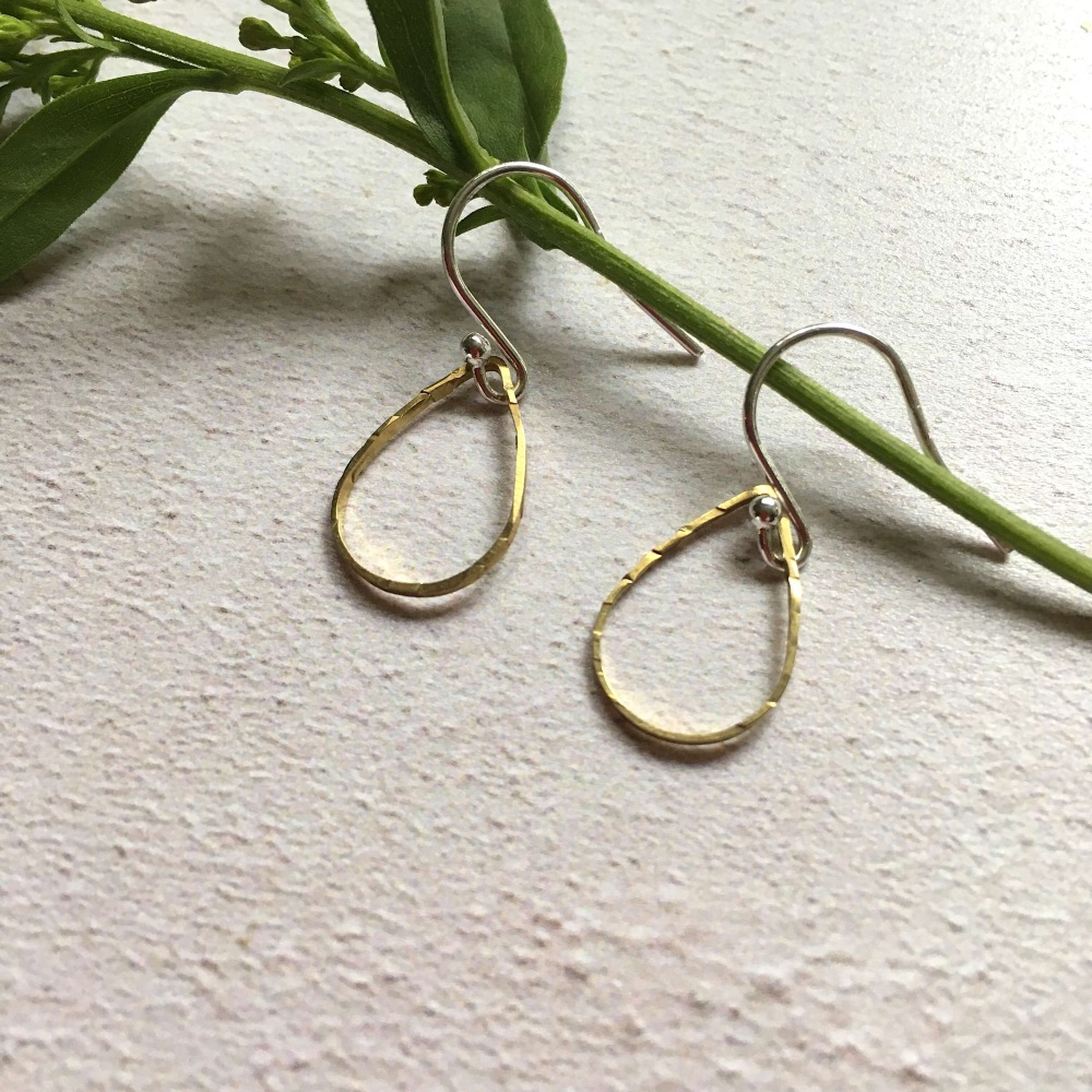 Mini Brass Teardrop Earrings