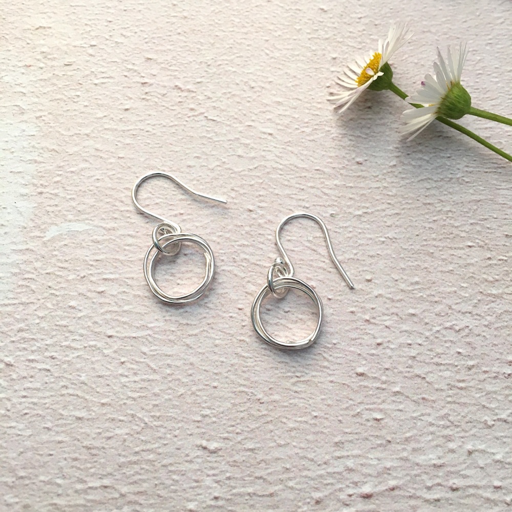 Silver Vintage Lace Imprinted Wire Wrap Earrings