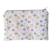 Zip-up Cosmetics Bag - Lilac/Green/Yellow Spots