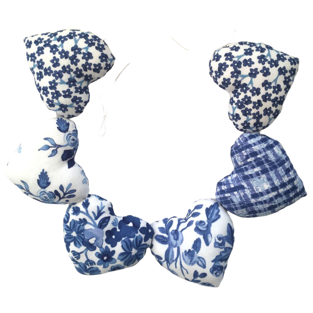 Heart Garland - Blue and White