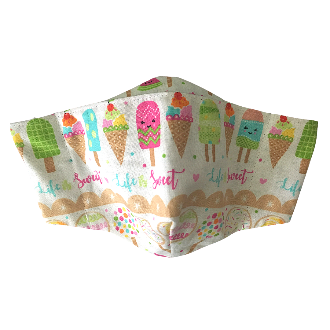 Shaped Cotton Face Mask - ICE CREAMS