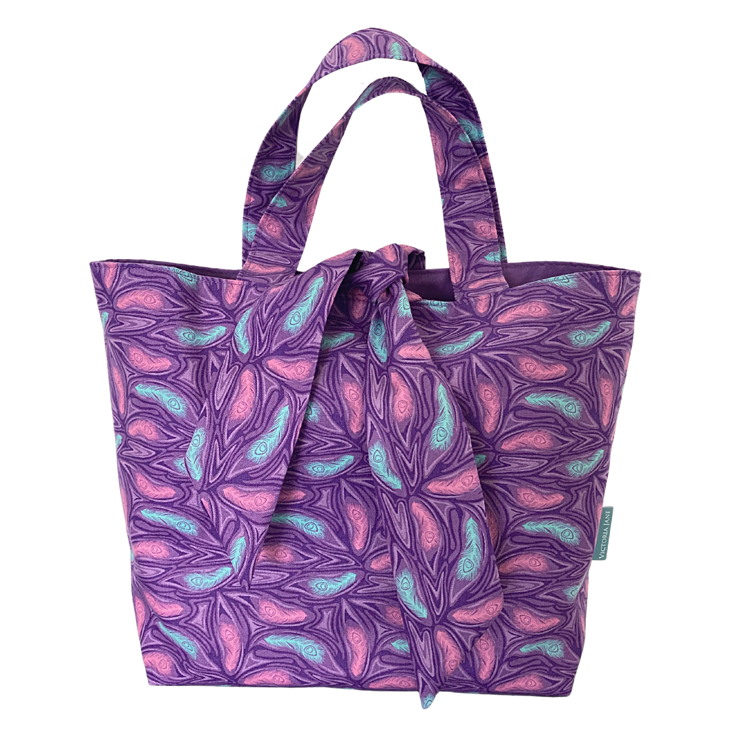 Cotton Tote Bag - Peacock Feathers - (159)
