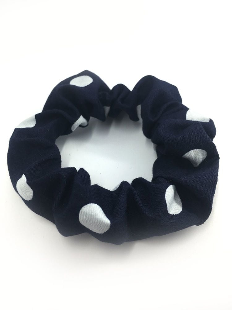 Scrunchie - Navy with white spots.