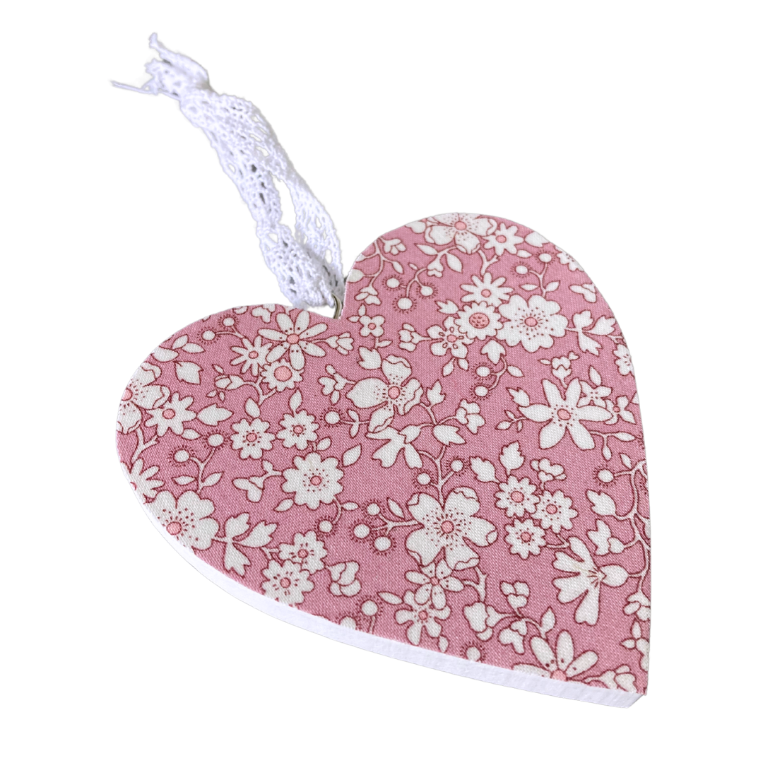 Wooden Hanging Heart - Liberty Print