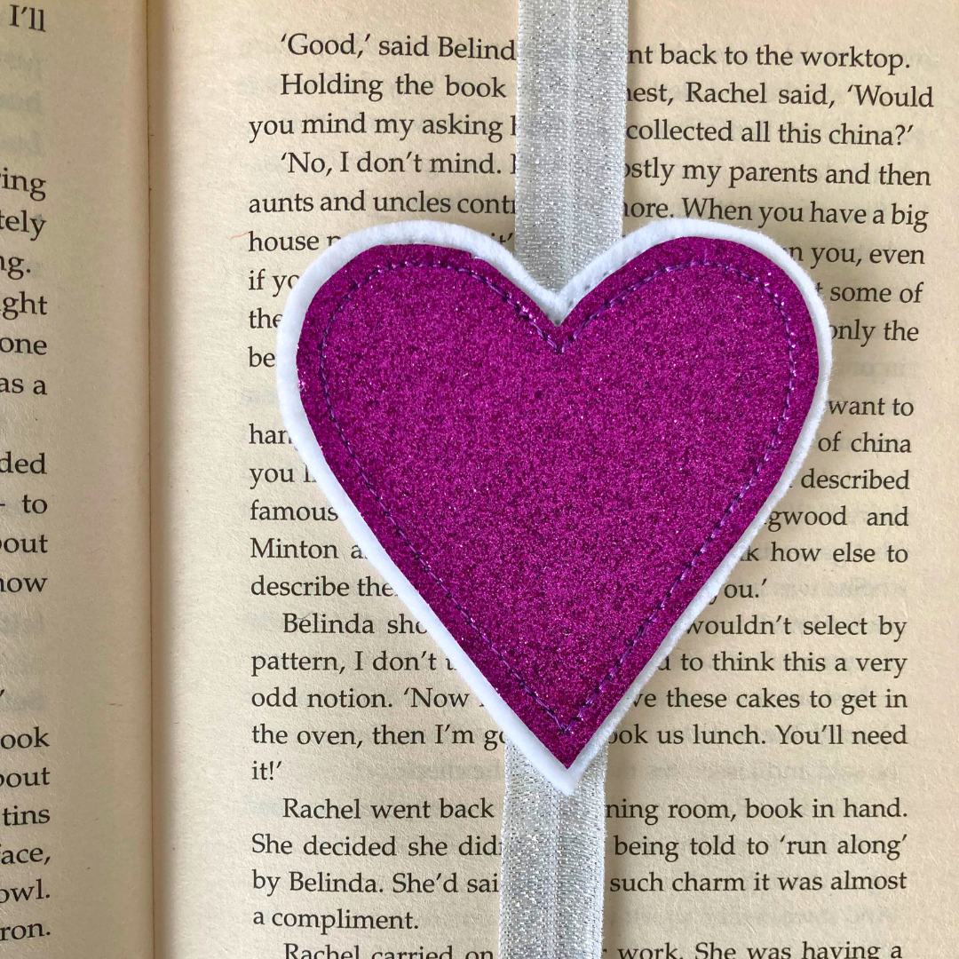Bookmark Book Band - Heart - Pinky Purple