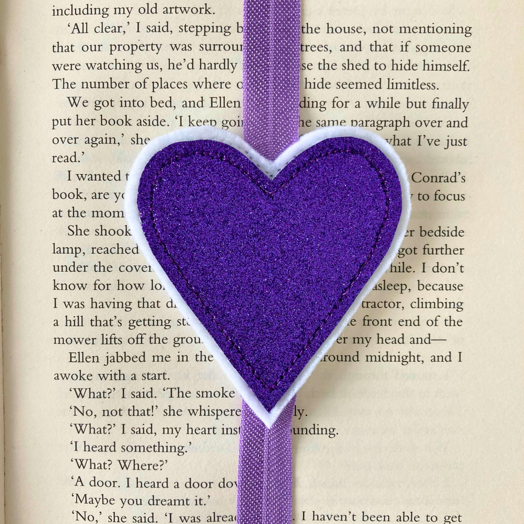 Bookmark Book Band - Heart - Purple