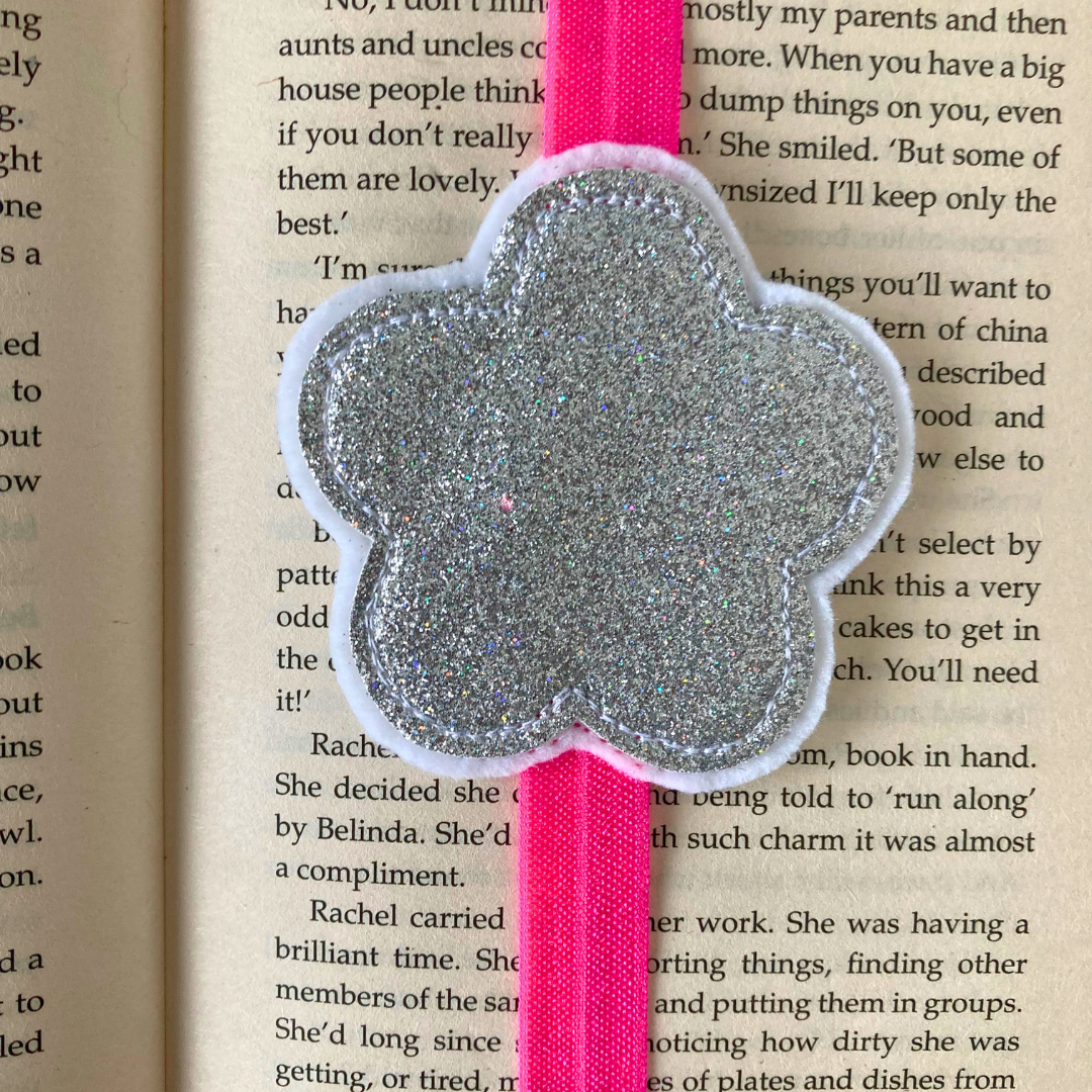 Bookmark Book Band - Flower - Silver