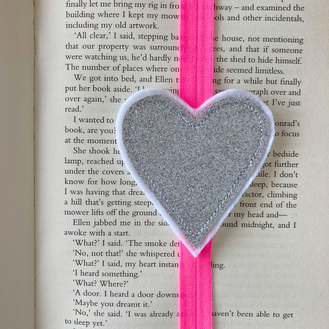 Bookmark Book Band - Heart - Silver