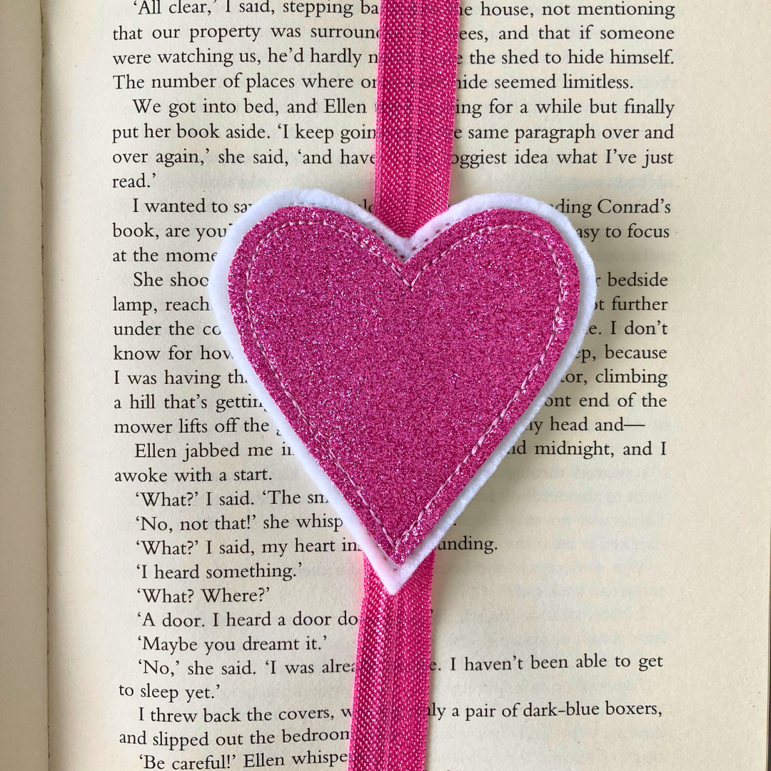 Bookmark Book Band - Heart - Pink