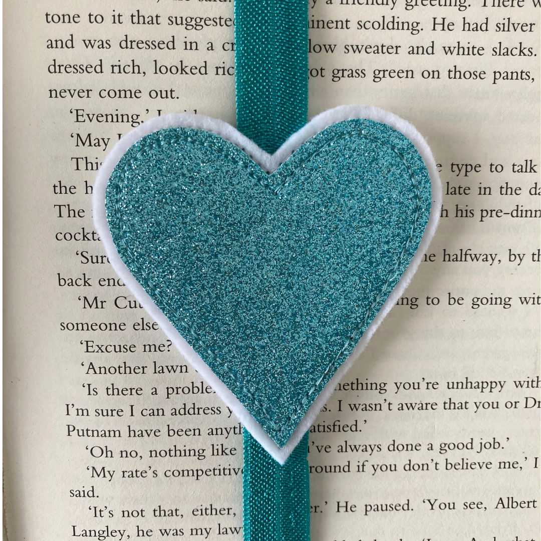 Bookmark Book Band - Heart - Turquoise