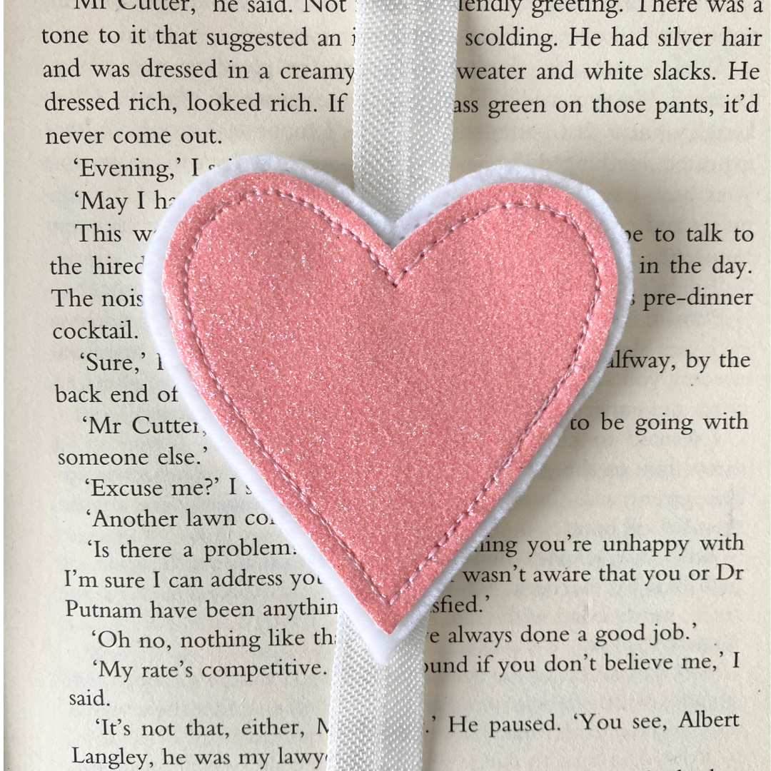 Bookmark Book Band - Heart - Salmon Pink