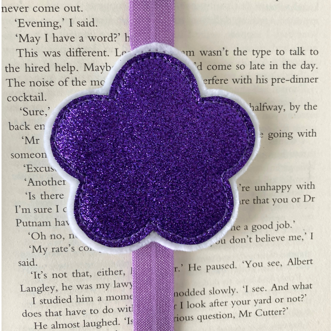Bookmark Book Band - Flower - Purple