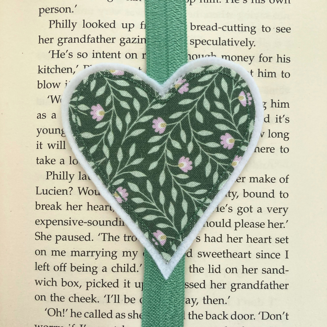 Bookmark Book Band - Heart - Fabric