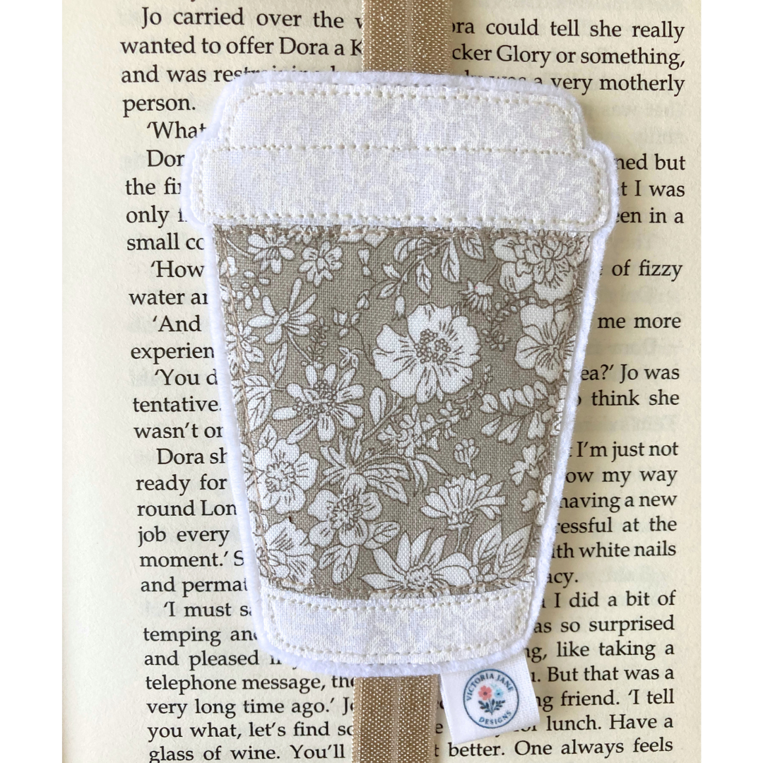 Bookmark Book Band - Coffee Cup - Liberty Print
