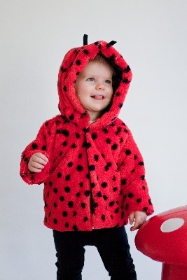 Warm, Snuggly Designer Furry Ladybird Jacket by Noo